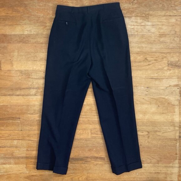 Vintage Mens Suit Set Size 40R Blazer 32x31 Pants 60s Navy Blue Suit Coat Pants - Picture 8 of 9